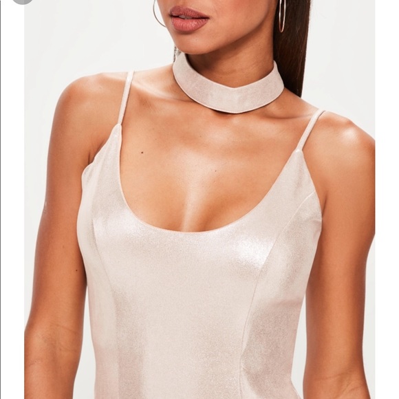 Missguided Faux suede shimmer choker dress - Picture 8 of 8